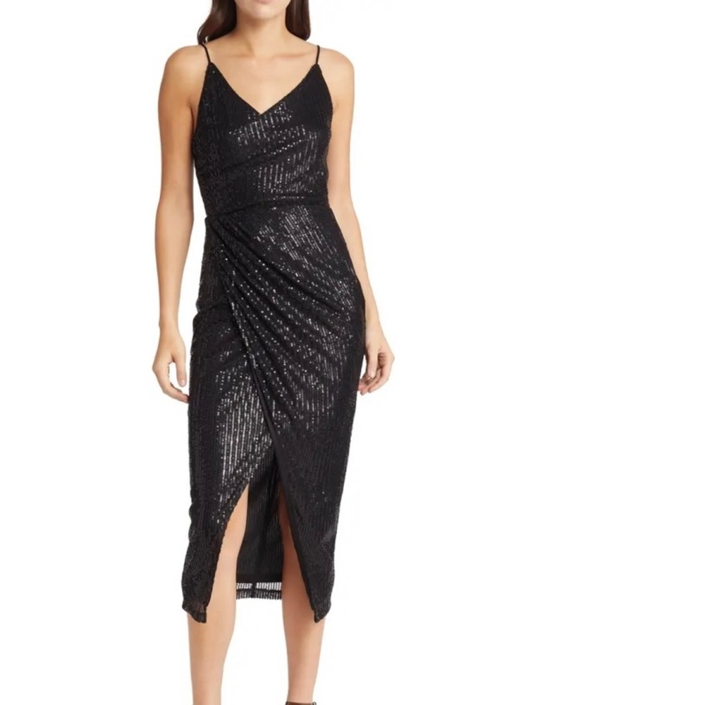 XL Area Stars sequin high low dress